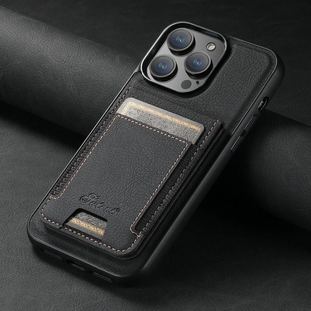 Magnetic Cowhide Leather Case for IPhone 16 Pro Max 17 AIR 17E 16E 15 Plus 14 Pro 13 12 Detachable Wallet Card Slot Holder Cover