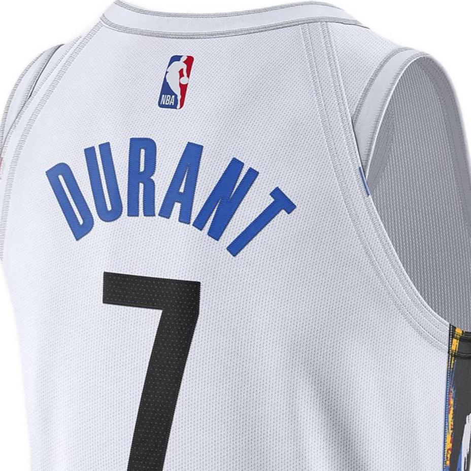 Nike NBA Quick-Dry Printed City Edition Jersey Basketball Vest, AU Player Version, 2022-23 Season, Nets, Durant No. 7 Unisex Tops White DQ0186-101