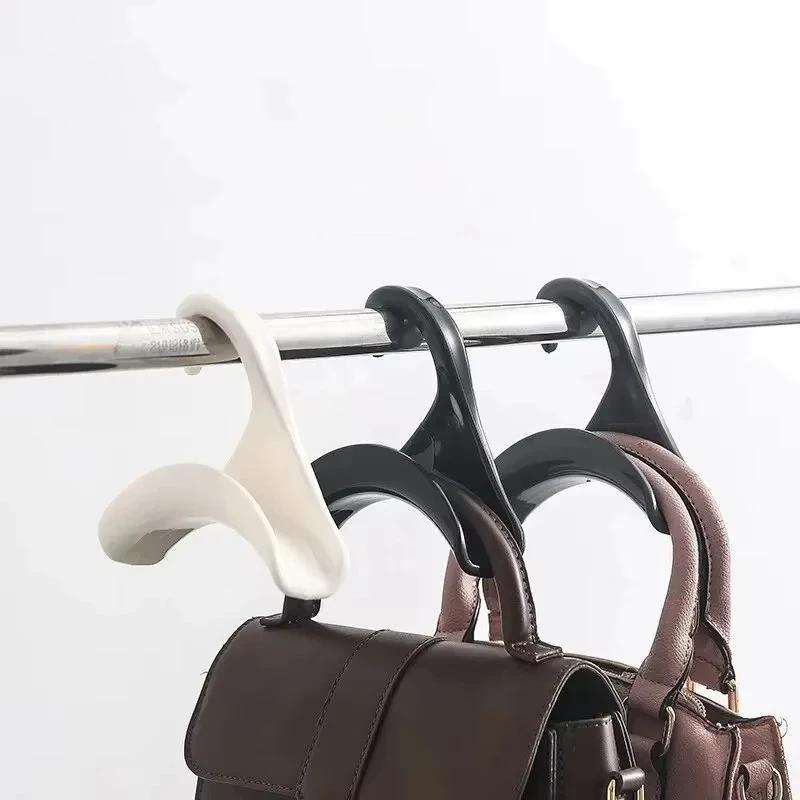 3/5Pcs White Plastic Purse Hanger Hooks Smooth Anti Scratch Edge Curved Design For Closet Storage