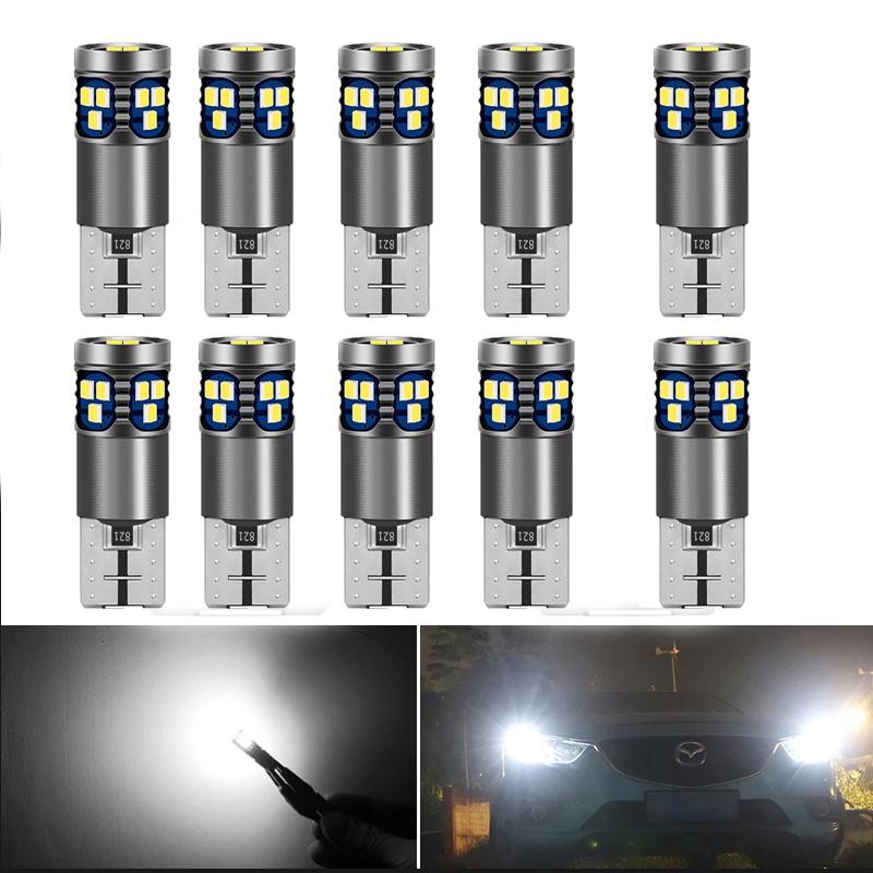 10PCS W5W T10 Led Lights Canbus 26SMD Super Bright 6000K Car Dome Reading License Plate Bulbs Signal Lamp Accessories