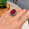 Jewelry Ice Seed Fluorescent Denier Pigeon Blood Red Treasure Plain Ring Women'S Temperament 13 * 18
