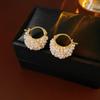 Temperament Court Style Rhinestone Imitation Pearl Basket Hoop Earrings for Women Bride Wedding Ear Clasp Designer Jewelry Gifts