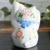Cute Kutani Ware Figurine from Waza No Featuring a Beckoning Cat In a Flower Garden A Perfect Gift for Store and 88th Maneki-neko Kura, Raised-arm