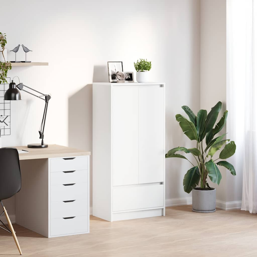 White Cabinet with Drawer 55.5 x 34 x 119.5 cm Engineered Wood