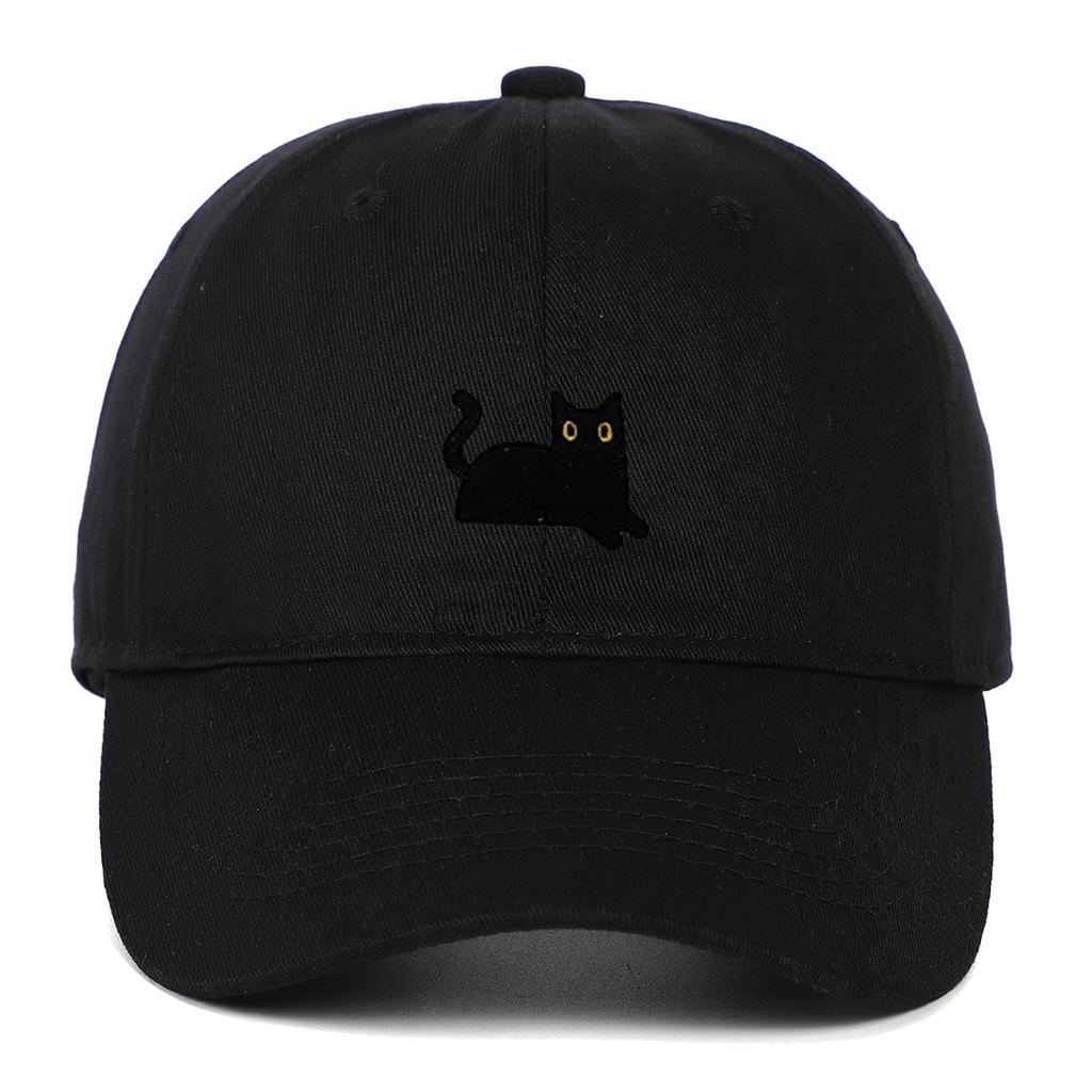 Black Cat Embroidery Soft Brim Baseball Cap - Unisex Summer Sun Hat, Outdoor Hip Hop Style