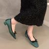 Scarpe Piatte da Donna Rotonde in Raso con Fiocco Design Vintage di Marca Tacco Aperto Dolci per Festa Moda Tacco Quadrato Mocassini da Donna