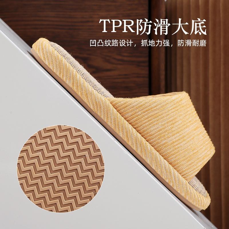 Linen slippers women's summer indoor home use non-slip sweat-absorbing breathable wooden floor sandals men