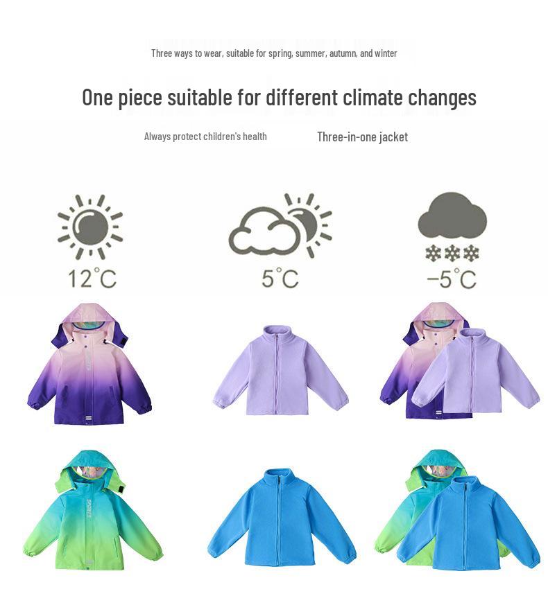 Autumn/Winter School Uniform Set: Velvet-Enhanced Windbreaker & Kindergarten Three-Piece Set