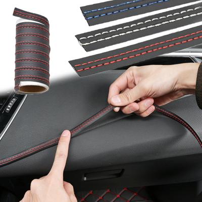50 cm Auto-Innenraum-DIY-Streifen, universeller dekorativer PU-Leder-gewebter Zierstreifen für Tür-Armaturenbrett-Aufkleber, Autoschutz