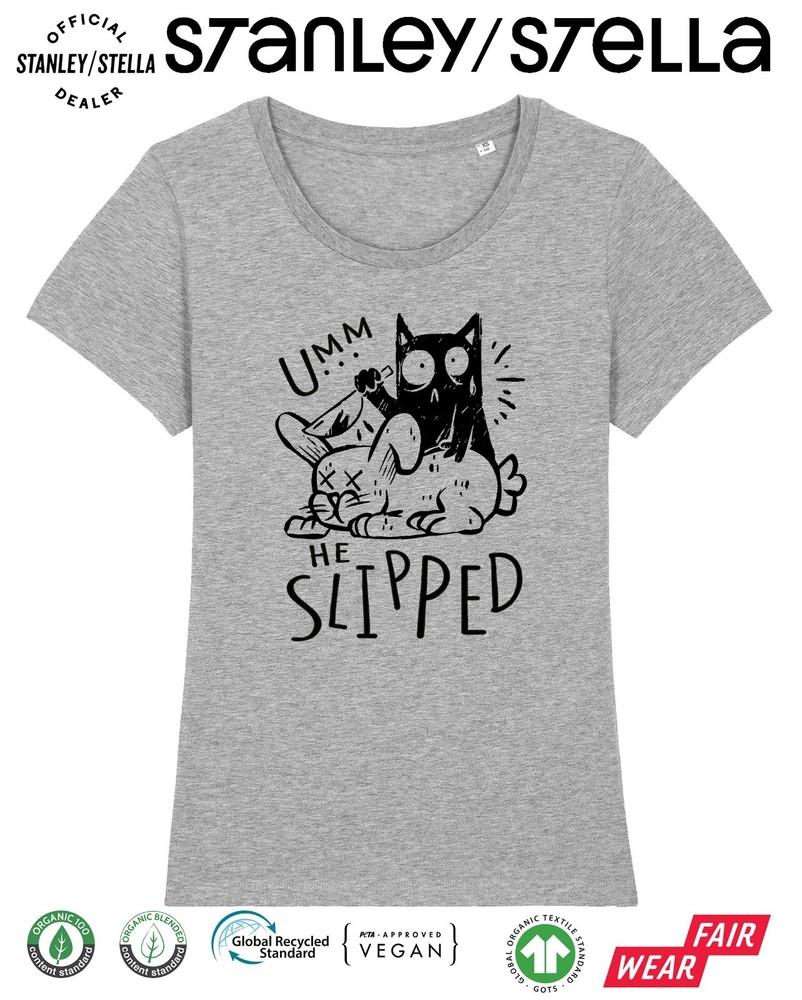 

Эмм Он Поскользнулся Смешная Футболка с Котом и Кроликом Женская Подарок для Питомца / Женская Футболка XL