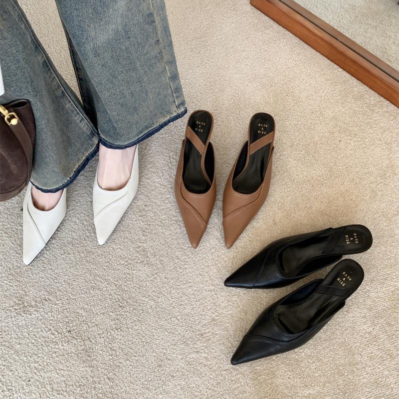 Fashion Bailamos 2025 Brand New Women Mules Shoes Fashion Pointed Toe Shallow Slip On Slipper Shoes Thin Low Heel Dress Sandals