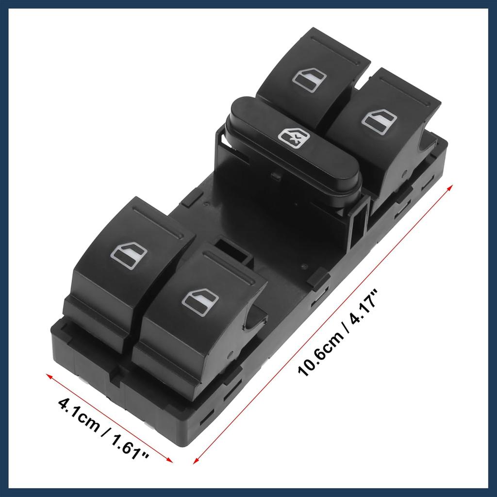 Power Window Switch, Driver Side Window Control Switch No.1K4959857AREH for Volkswagen Tiguan 2009-2017 Black, 1pcs