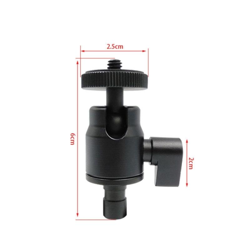Aluminum Alloy Ball Head Mount PTZ Adapter for Tripods and Handheld Stabilizers with Standard 1/4 Screw and Hole