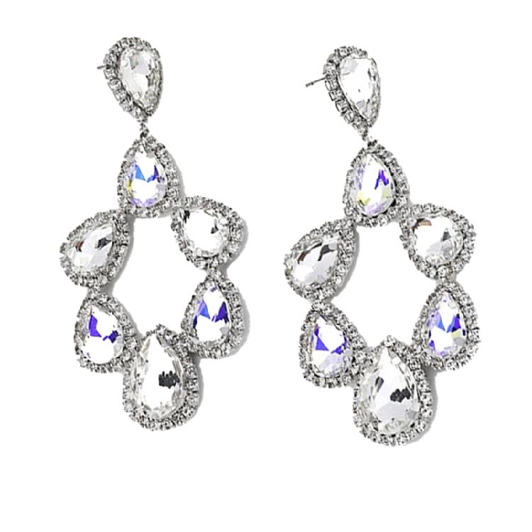 Lightweight Teardrop Crystal Drop Earrings Comfort Wear Triple Dangle Jewelry Teardrop Ear Accessories For Parties