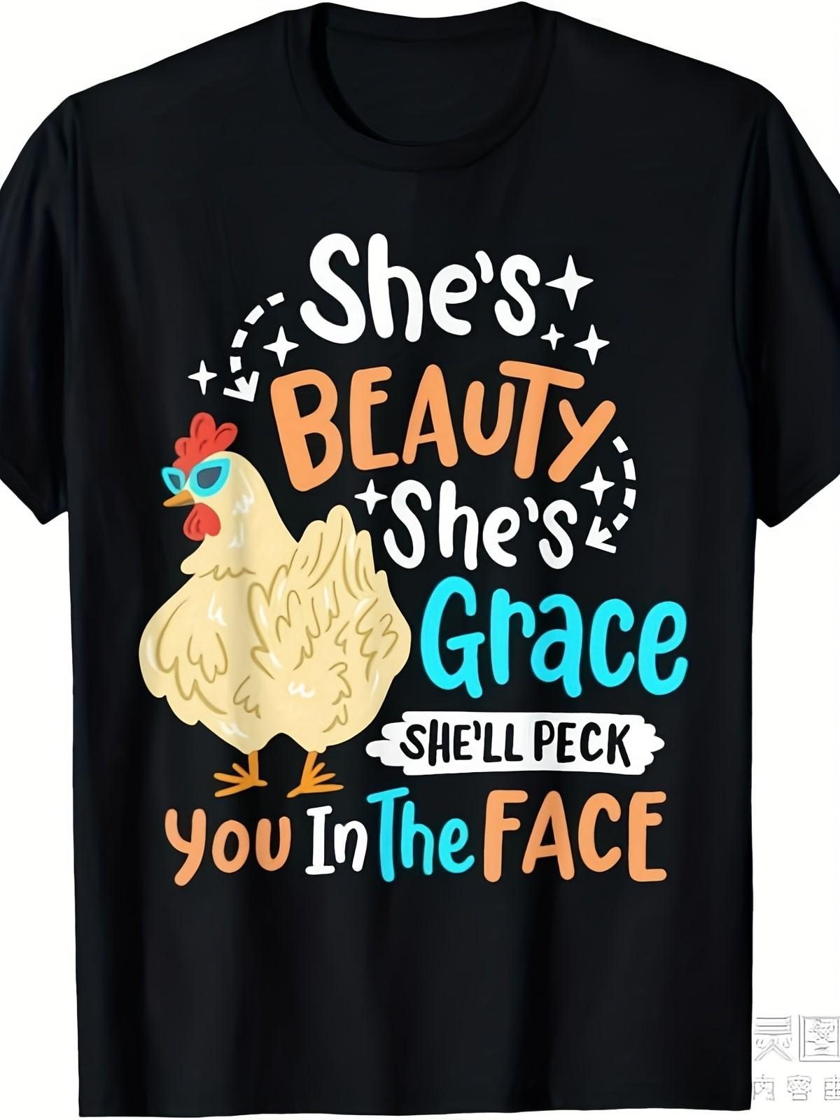 Men s & Women s She s Beauty She s Grace Chicken Farmer T-Shirt - Funny Poultr XL