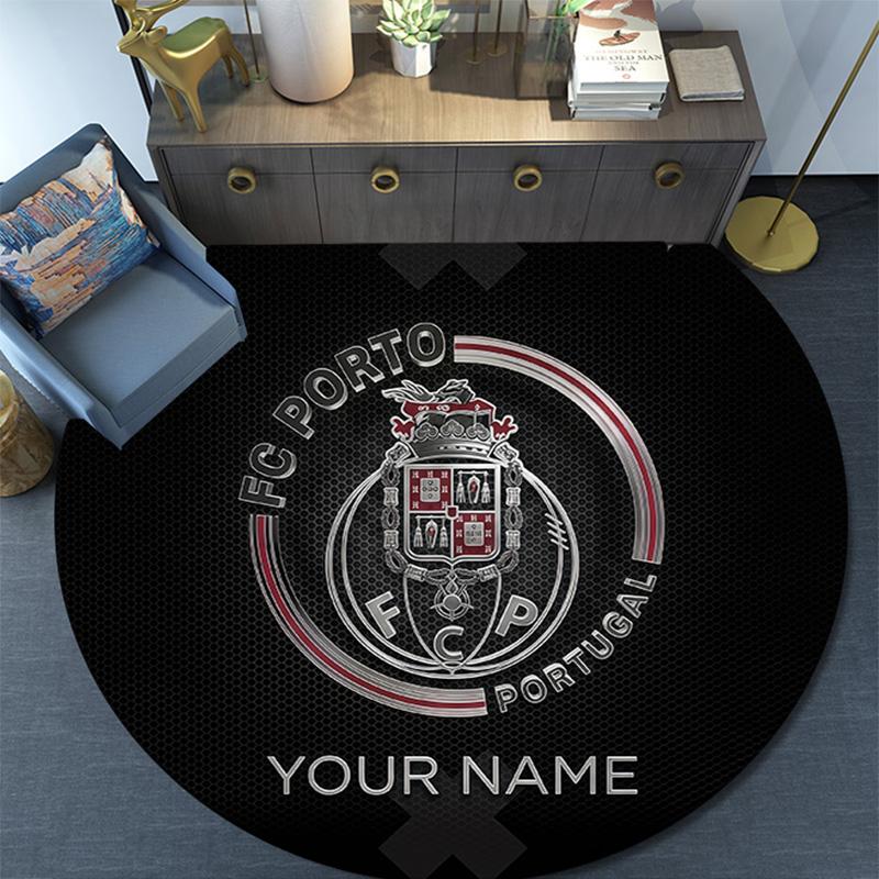 Custom Name Futebol Clube Do Porto Round Area Rug,Carpet Rug for Living Room Bedroom Sofa Playroom Decor,Non-slip Floor Mat