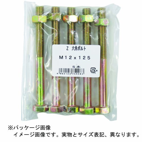 DAIDOHANT (Z Hardware) Z Mark Hex Bolts (Nominal Diameter) M12 X (Length) 165mm (5 Pieces) with Nuts, 10175431