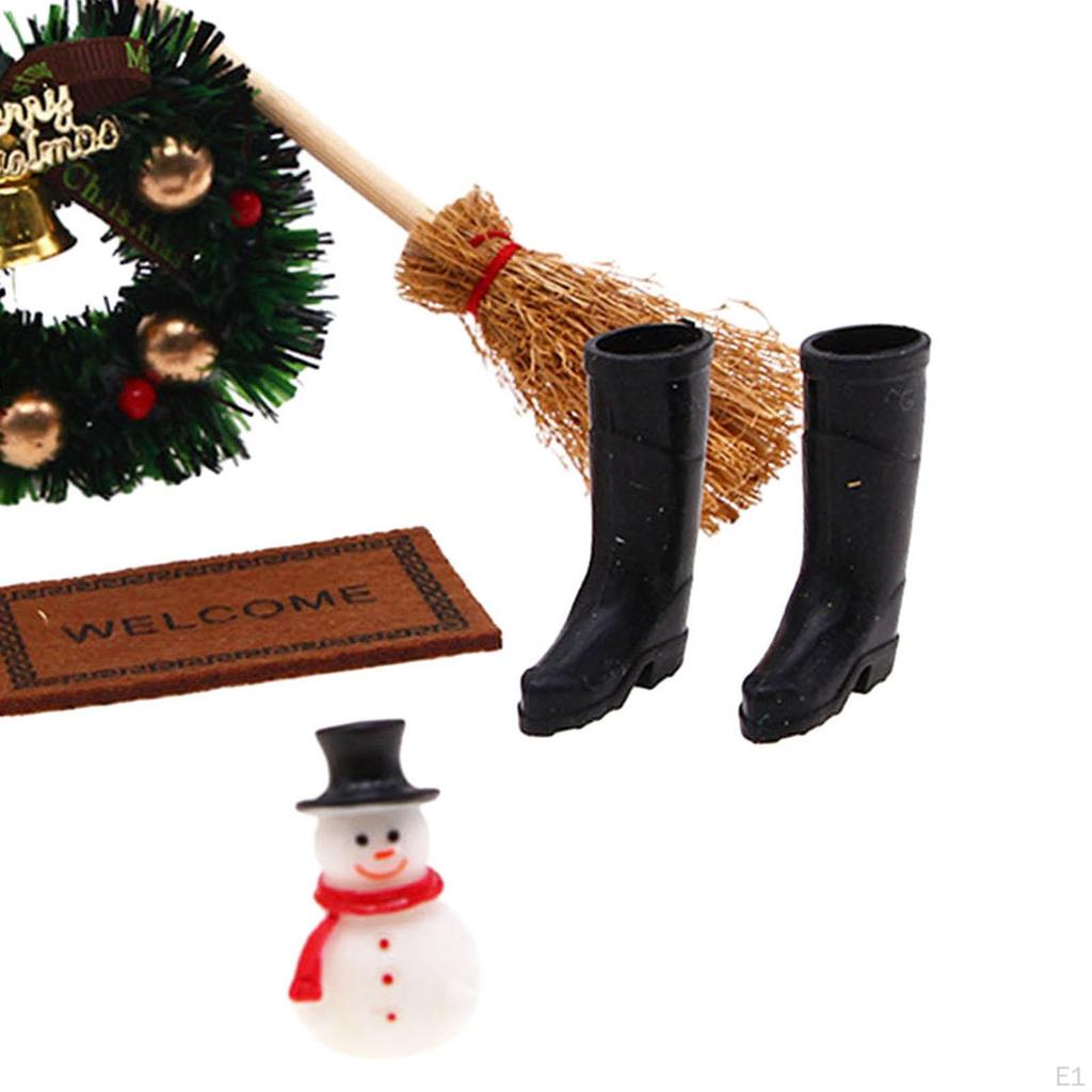 6Pcs Snowman Set Dollhouse Christmas Decor Scenes DIY Fairy Garden Micro Landscape Ornament for