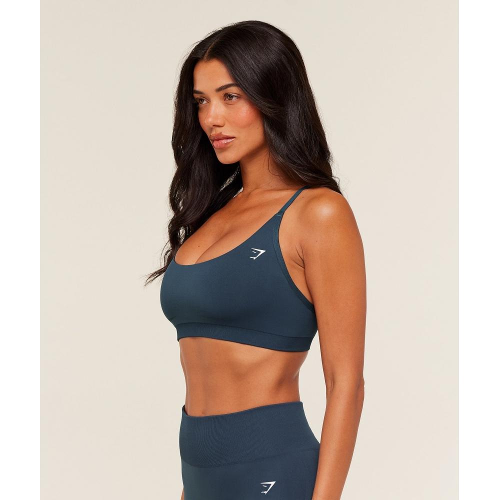 Gymshark Everyday Seamless Racerback Sports Bra Gs Stealth Blue B4c1v Ud6s