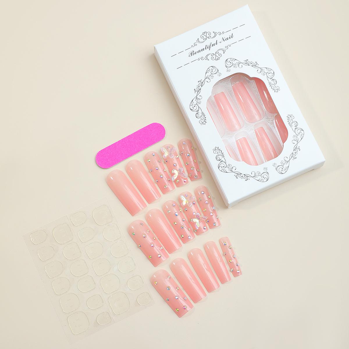 

Европейские и американские стразы, наклейки для нейл-арта с бабочками - Длинные носимые накладные ногти в виде водопроводных труб