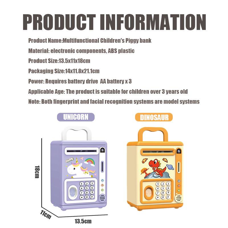 Non-Toxic Christmas Gift With Box For Children Electronic Savings Tank Automatic Paper Rolling Simulated Facial Fingerprint Recognition