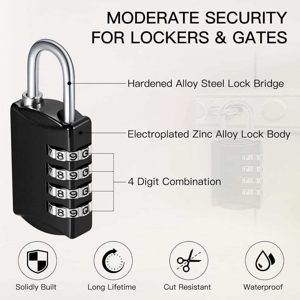 40 Pcs 4 Digit Combination Locks Combination Padlock Luggage Number Locks Outdoor Waterproof Resettable Padlock for Door Traveling School Gym Locker