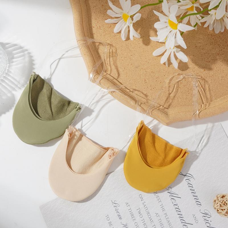 Dam Is Silk Invisible Cotton Sling Socks Shallow Munn Non-Slip Invisible Boat Socks No Show Halvstrumpor Halvstrumpor med Slingback