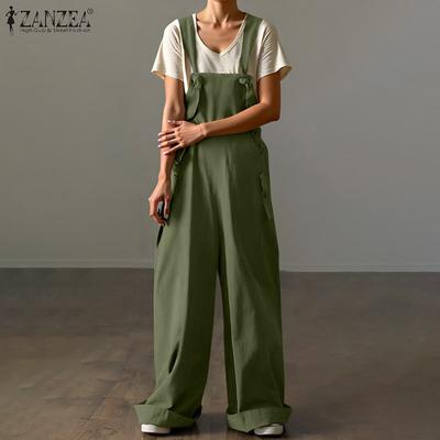 Women Summer Lace-Up Loose Wide-Leg Overalls