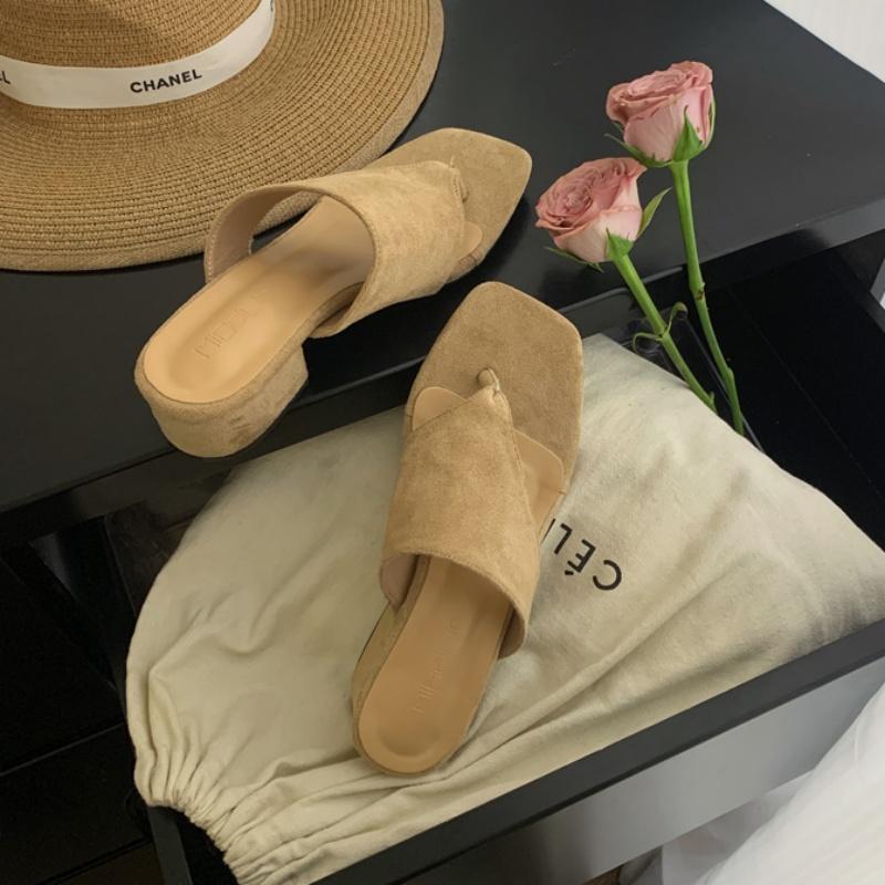 Bailamos Summer New Brand Women Slipper Fashion Med Square Heel Outdoor Slides Shoes Ladies Casual Vaction Flip Flops Sandals Mu