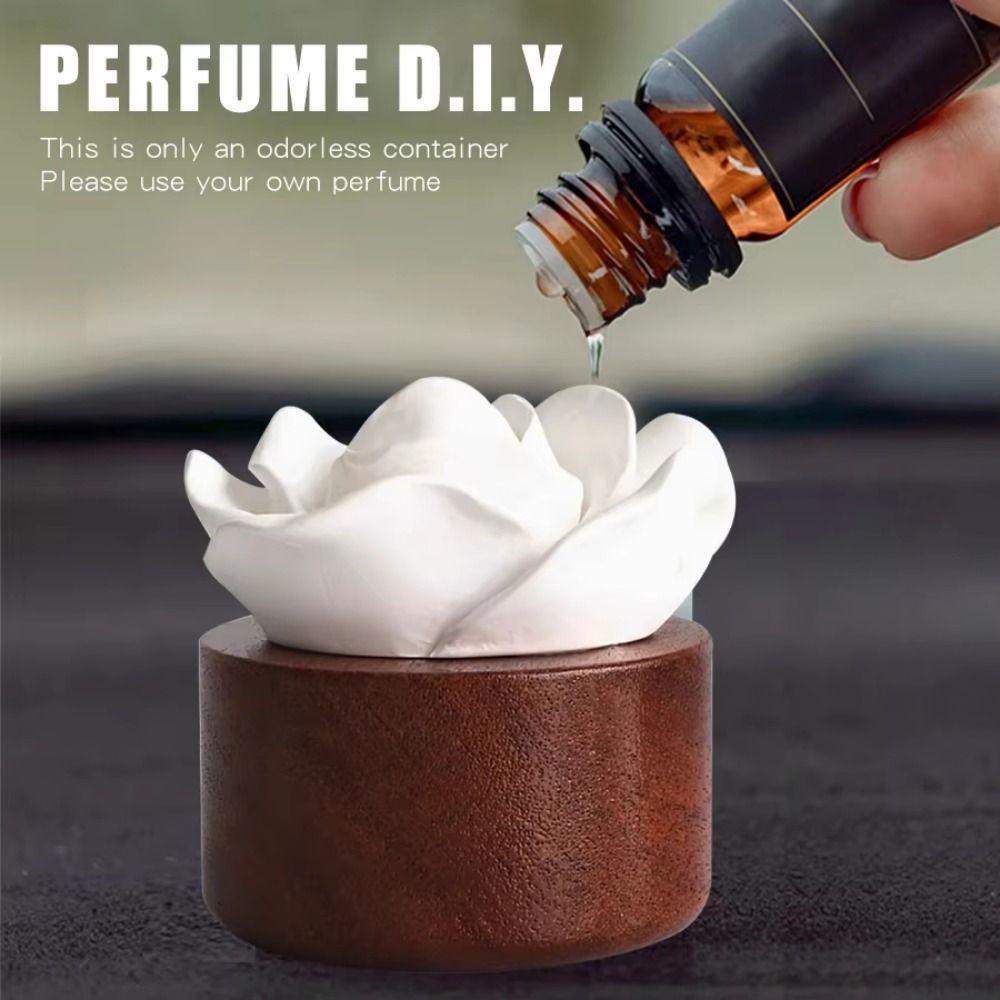 Handmade Flower Aromatherapy Diffuser Wooden Base Gypsum Aromatherapy Dish  Essential Oil