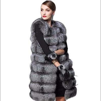 Fur Coat Vest Female Autumn and Winter Long Stitching Fox Fur Vest Sleeveless Fur Coat