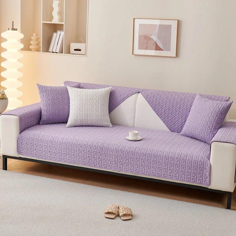 New Korean Little Fresh Sofa Mat Four Season Pure Cotton Anti Slip Cushion Winter Solid Color Fabric Art Sofa Cover Back Cushion