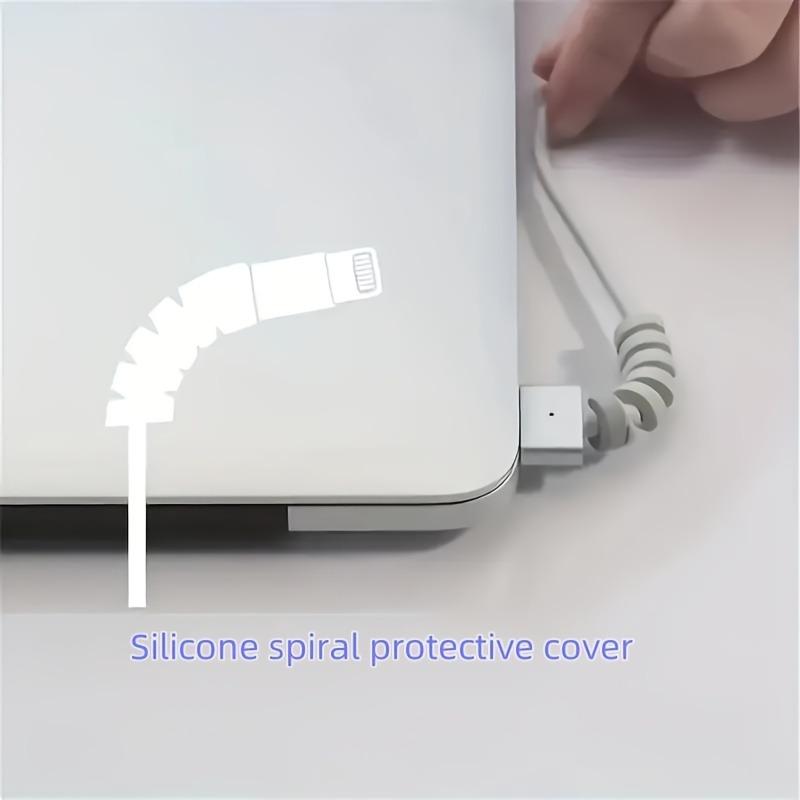 5pcs Spiral Soft Gel USB Cable Protectors,for Mobile Phones,Tablet Chargers.Multi-Color,Home,Office,Travel Essentials.Durable.