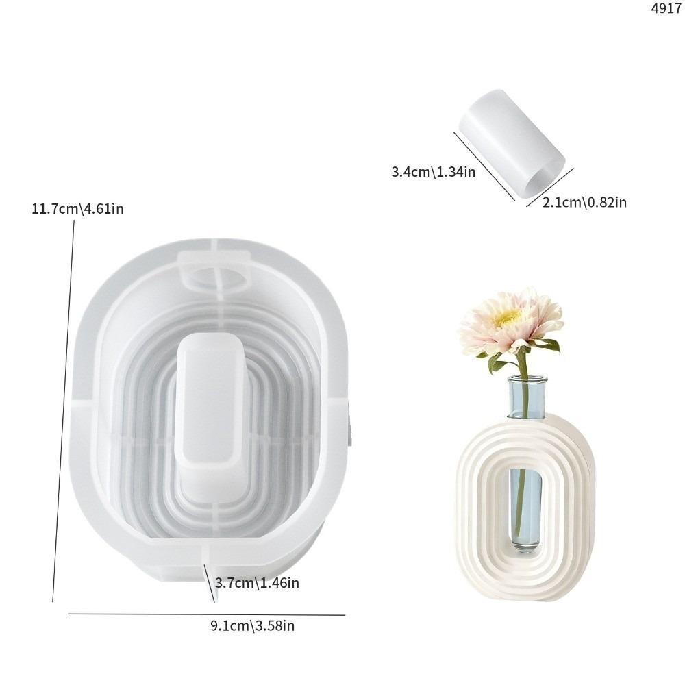 Oval Round Striped Vase Mold Silicone Resin Clay Molds Hydroponic Planter Crafts B