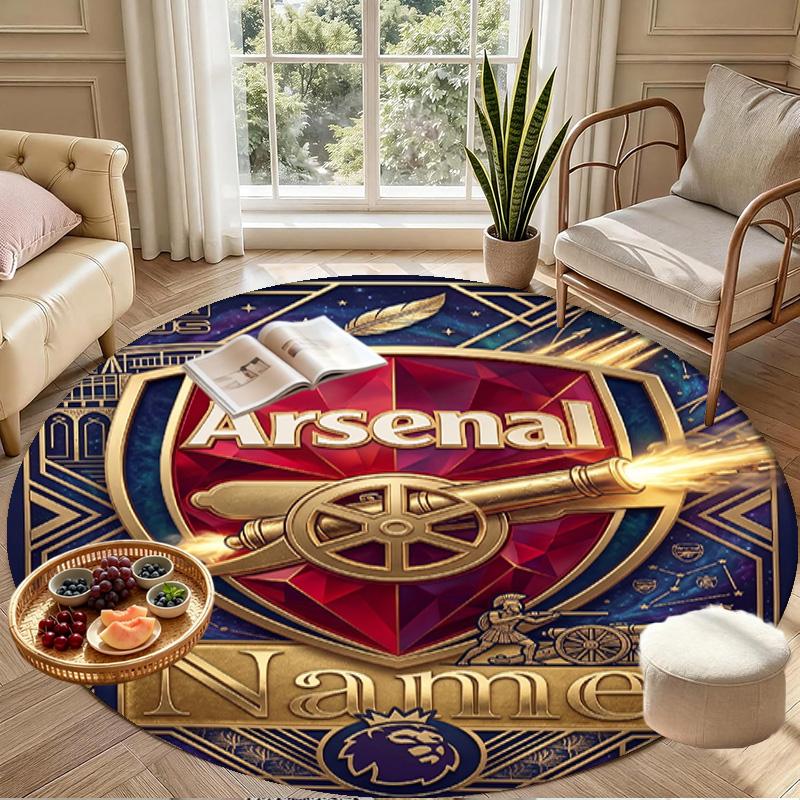 Custom Name Personalized Arsenal F.C Print Round Rug, Versatile Home Decor Carpet, for Playroom, Apartment, Balcony, Entryway, Hallway Gift