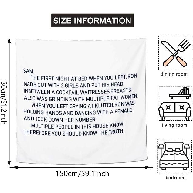 Macide Funny Boutique Tapestry Jersey Shore Letter To Sammi Wall Hanging Jersey Shore Party Decorations for Living Room Bedroom Dorm Home Decor (59.1