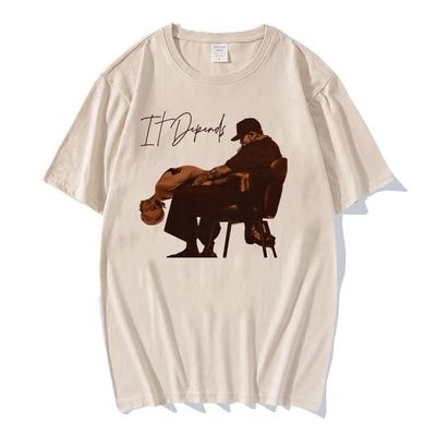 Rapper Chris Brown It Depends T-Shirt Herren Damen Hip Hop Mode Popmusik T-Shirts Lässig Baumwolle Vintage Trendy T-Shirts Kleidung