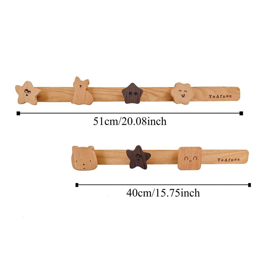 Free Punch Clothes Hanger Cute Wall Row Hanger Cartoon Solid Wood Hook  Entry Door