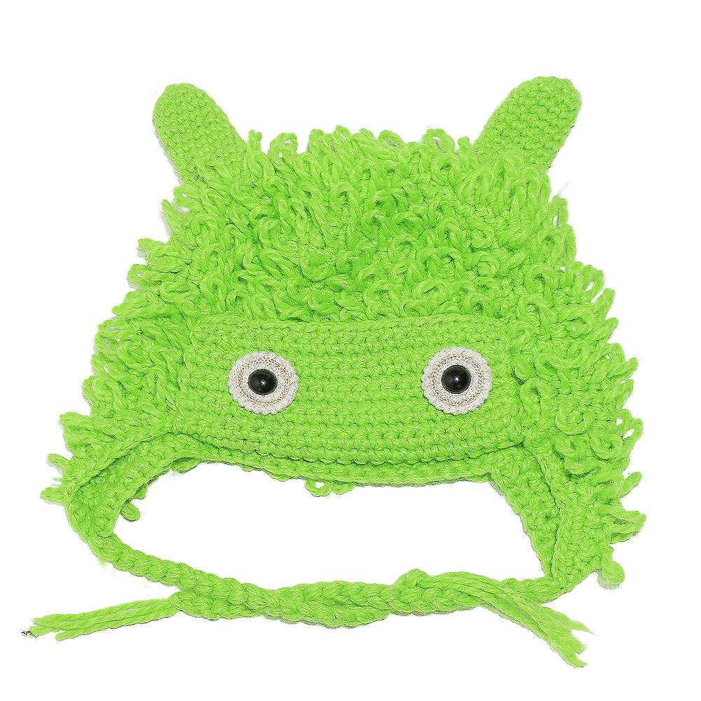 Autumn and Winter New Personality Funny Cute Cartoon Pullover Hat Hand Crocheted Ear Protector Wool Hat Women