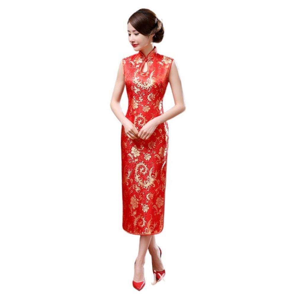 Floral Print Cheongsam Dresses Chinese Style Traditional Clothing Chinese Qipao  Evening Dress