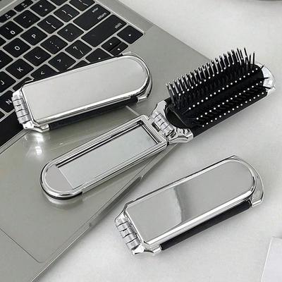 2 In 1 Mini Hair Brush Folding Massage Comb Head Massage Anti-Static Portable Hair Combs Mirror Air Cushion Scalp Massage Comb