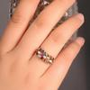 Natural Multi-Tourmaline Women Ring Flower Design 925 Sterling Silver Ring for Wedding Banquet Party Gift