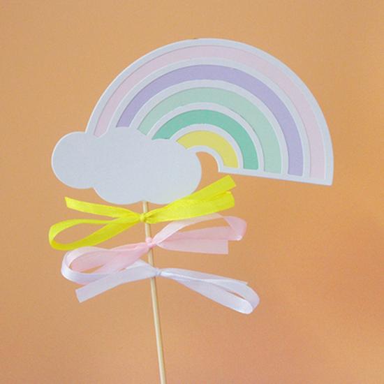 10-Pack 3D Hot Air Balloon & Rainbow Cake Toppers