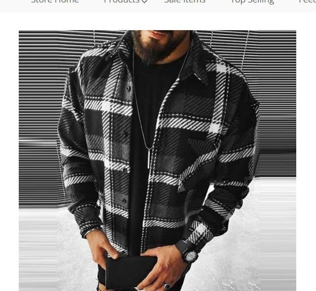 Men's Casual Plaid Long Sleeve Shirt, Loose Fit Blue Gray Checkered Button-Up with Chest Pocket