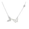 S925 Sterling Silver Double Butterfly Shell Zircon Necklace - Elegant Minimalist Pendant for Women