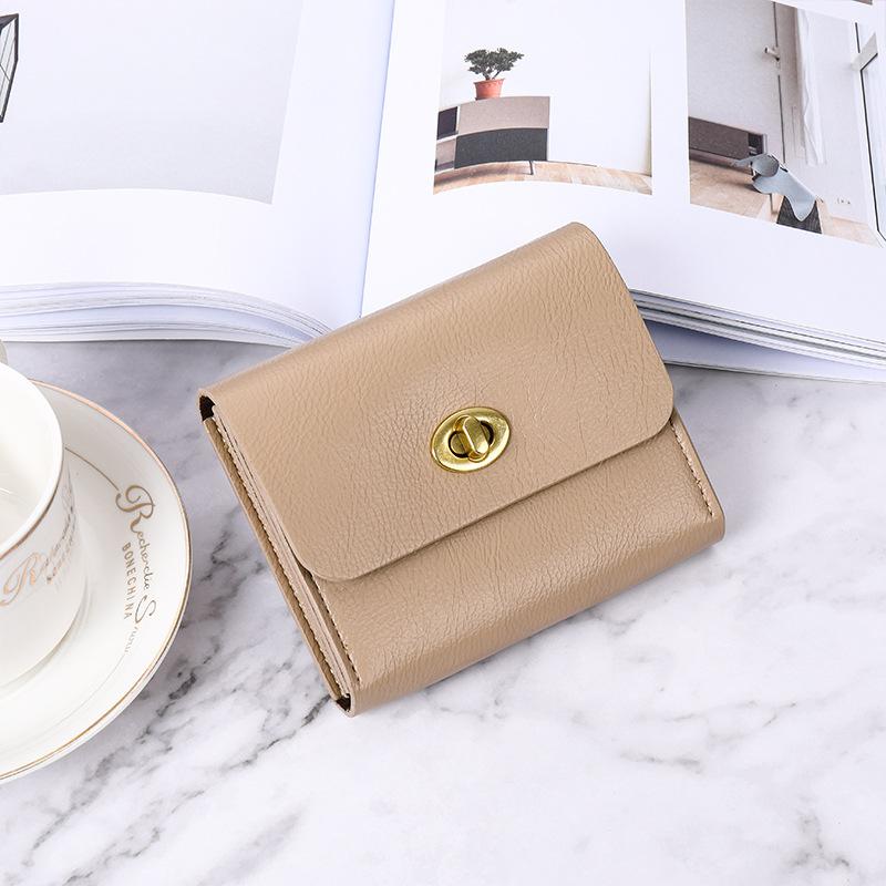 

Новый маленький кошелек женский из мягкой кожи тонкий с пряжкой однотонный простой студенческий зажим для мелочи многокарточный кошелек для мелочи женский абрикосовый