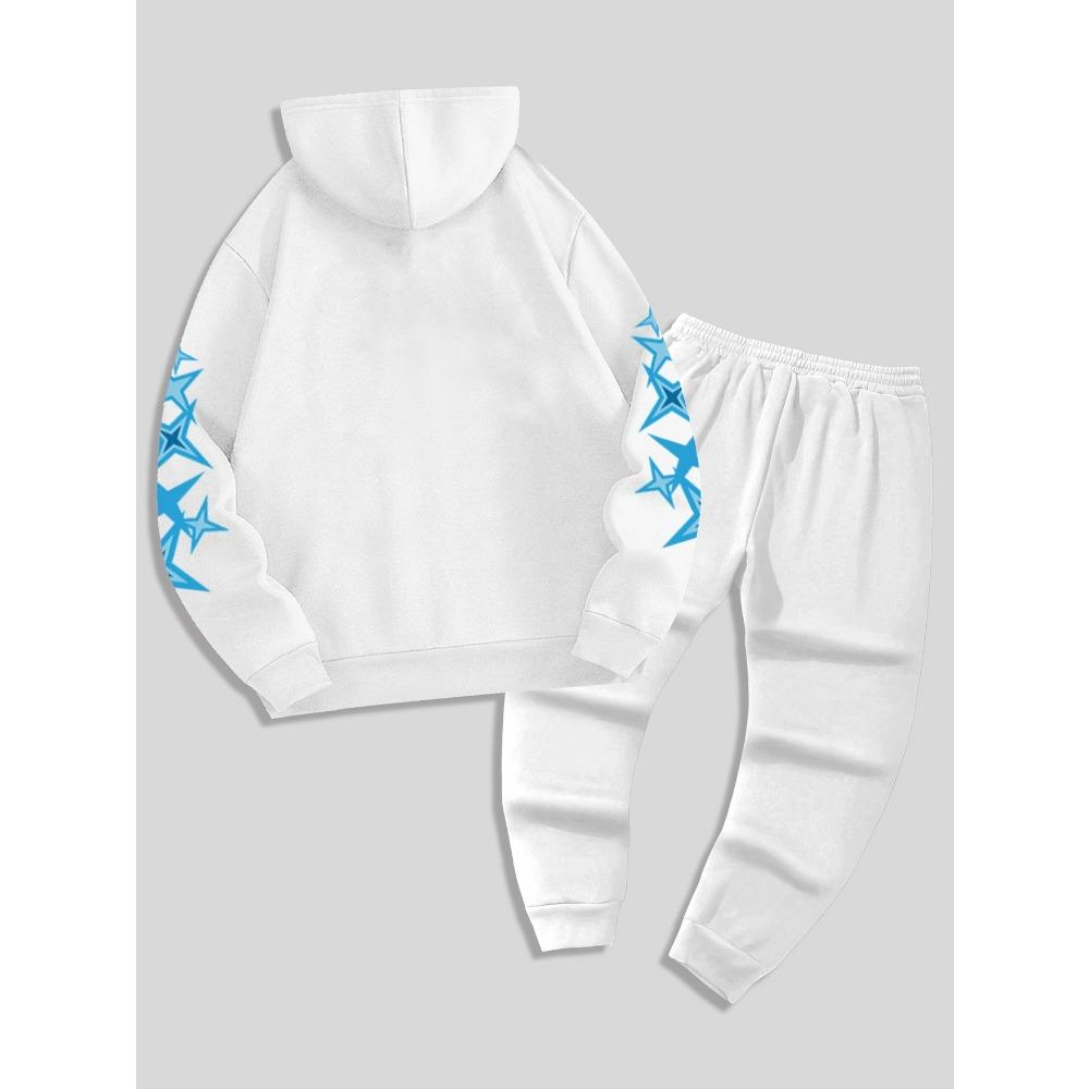 Set Felpa con Cappuccio e Tasca a Coulisse con Stampa di Lettere da Uomo e Pantaloni Sportivi da Esterno a Coulisse Essenziale per Mantenersi al Caldo in Primavera e Autunno