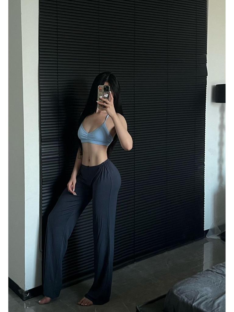 Latte Girl Zipper Draped Yoga Pants - Women's Straight Leg, Floor-Length, Super Comfortable Fitness Wear