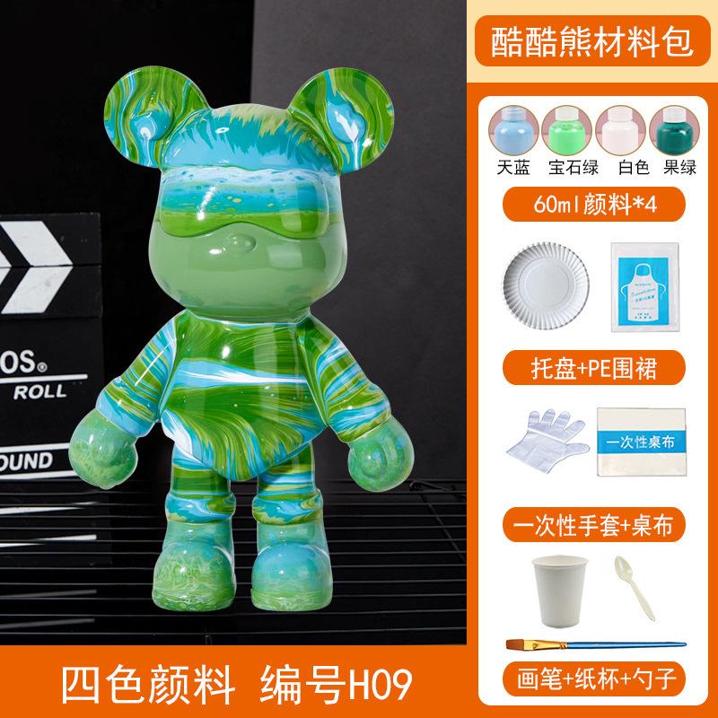 Homemade Creative Fluid Bear Fluid Cool Bears White Mold DIY Painting Handmade Toy Material Kit Gift Home Decor Animal Ornaments