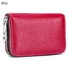 Vera Pelle Uomo Donna Porta Carte Piccolo Portafoglio con Cerniera Portamonete Solido Design a Fisarmonica Rfid ID Porta Biglietti da Visita e Carte di Credito